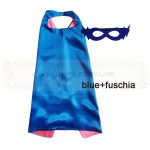 Blue and Fuschia Reversible Kids Plain cape with mask