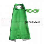 Green and Silver Reversible Kids Plain cape with mask