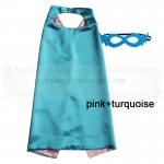 Pink and Turquoise Reversible Kids Plain cape with mask