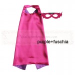 Purple and Fuschia Reversible Kids Plain cape with mask