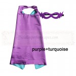 Purple and Turquoise Reversible Kids Plain cape with mask