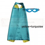 Yellow and Turquoise Reversible Kids Plain cape with mask