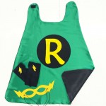 Fast Ship - Green SUPER INITIAL Superhero Cape - 3 color choices - Add optional coordinating Fingerless Gloves and Super Hero Mask - Easter