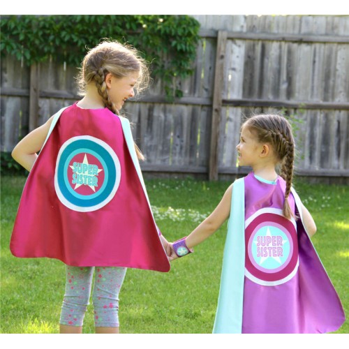 Superhero Big Sister Pink Inspirational Princess Cape and Mask Set Great for Those Little Role Models Expecting A Sibling 