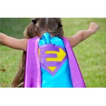 Ships Fast - Girls Halloween Superhero Costume Cape - Sparkle PERSONALIZED GIRL SUPERHERO Cape - Custom Initial - 6 color choices