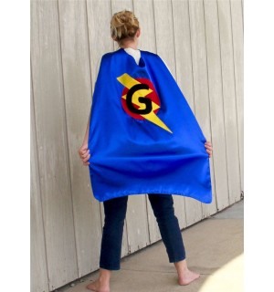 Ships Fast - ADULT SUPERHERO CAPE - Personalized Initial Lightning Bolt Hero Cape Costume - Halloween Costumes for Men and Women