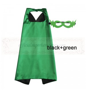 Black and Green Reversible Kids Plain cape with mask