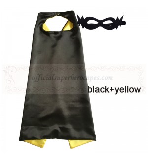 Black and Yellow Reversible Kids Plain cape with mask