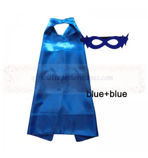 Blue and Blue Reversible Kids Plain cape with mask