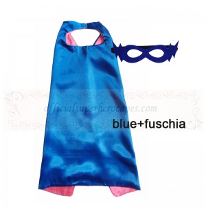 Blue and Fuschia Reversible Kids Plain cape with mask