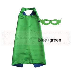 Blue and Green Reversible Kids Plain cape with mask