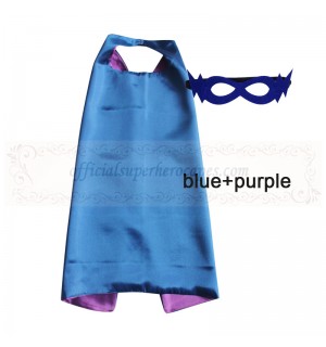 Blue and Purple Reversible Kids Plain cape with mask