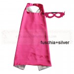 Fuschia and Silver Reversible Kids Plain cape with mask