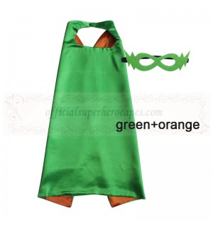 Green and Orange Reversible Kids Plain cape with mask