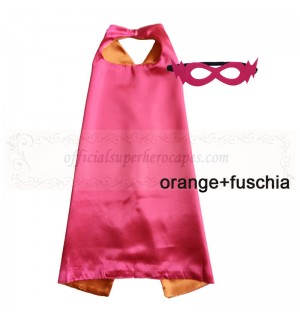 Orange and Fuschia Reversible Kids Plain cape with mask