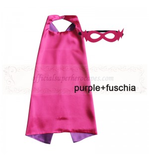 Purple and Fuschia Reversible Kids Plain cape with mask