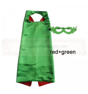 Red and Green Reversible Kids Plain cape with mask