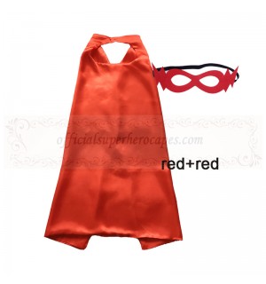 Red and Red Reversible Kids Plain cape with mask