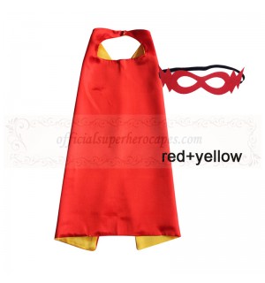 Red and Yellow Reversible Kids Plain cape with mask