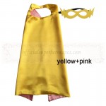 Yellow and Pink Reversible Kids Plain cape with mask