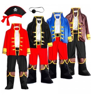 Pirates Costume Children's Day Kids Boys Pirate Halloween Cosplay Set Birthday Party