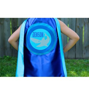 Boys PERSONALIZED SHARK SUPERHERO Cape - Customize with your childs Full Name - Personalized Shark Lover Gift for Kids - Shark Party
