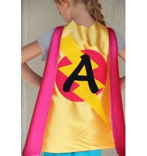 SHIPS Fast - Kid Superhero Cape with custom LETTER - Personalized Cape with Initial - Kids Costumes