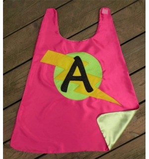 GIRLS doublesided (Personalized Initial) Superhero CUSTOMIZED Cape - Personalized girl birthday gift