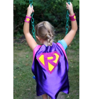 Fast Delivery - Sparkle PERSONALIZED GIRL SUPERHERO Cape - Custom Shield with Initial