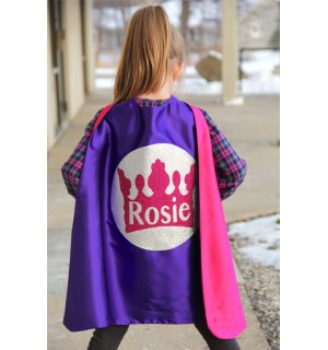 New Girls PERSONALIZED Full NAME SPARKLE Princess Crown Super Hero Cape - Easter Ready - Girls Princess Party - Superhero Party