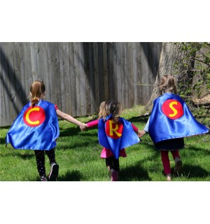 Fast Shipping - CUSTOMIZED Boy or Girls Super Hero Cape double sided with Childs INITIAL - 4 color options - Superhero Gift