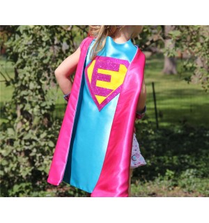 Sparkle PERSONALIZED Giri SUPERHERO CAPE - Customize with your childs initial - Kid Costume - Girl Superhero Party