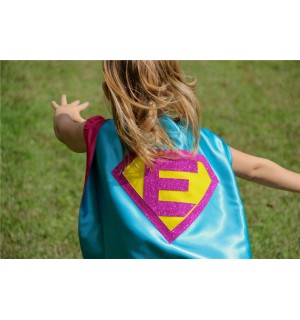 Sparkle PERSONALIZED Giri SUPERHERO CAPE - Customize with your childs initial - Kid Costume - Girl Superhero Party
