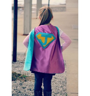FAST Delivery - NEW Sparkle Personalized Girl Superhero Cape - Customize with your childs initial - Girl Superhero Party