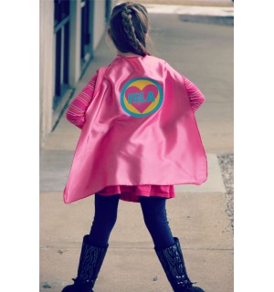 Girls PERSONALIZED SUPERHERO HEART Cape - Ships Next Day - Halloween Ready - Customized Name