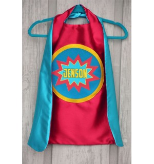 Boys Personalized SUPERHERO Cape - Full Name - POW Design - Includes full name in burst design - Custom Superhero Party - Fast Delivery