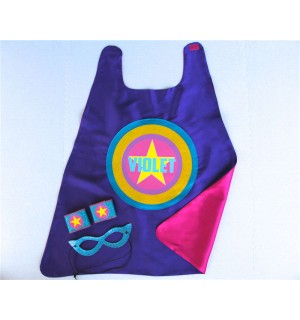 GIRLS Full Name PERSONALIZED SUPERHERO Cape - Super star cape - As seen on Cool Mom Picks - Full Name or Nickname - Optional Accessories