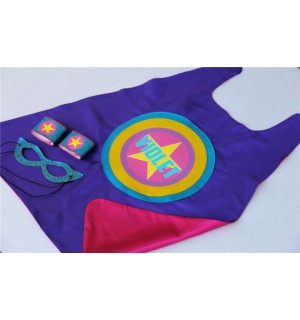 GIRLS Full Name PERSONALIZED SUPERHERO Cape - Super star cape - As seen on Cool Mom Picks - Full Name or Nickname - Optional Accessories