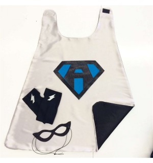 Girl or Boy PERSONALIZED SHIELD Superhero Cape - Fast shipping - Add optional coordinating wrist bands and Super Hero Mask