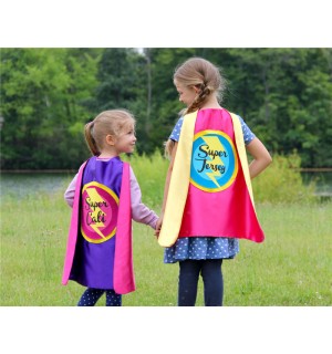 GIRLS PERSONALIZED SUPERHERO Cape - Ships Fast - Choose your colors - Full Name Customized Present - Kids Halloween Costume