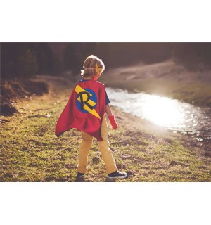 Holiday Sale - FAST Shipping - PERSONALIZED SUPERHERO cape with silver design + Custom Intial - Superhero Party - Superkidcapes Original
