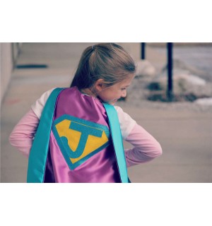 Girls Superhero Costume Cape - Sparkle PERSONALIZED GIRL SUPERHERO Cape - Custom Initial - 6 color choices - Ships Fast