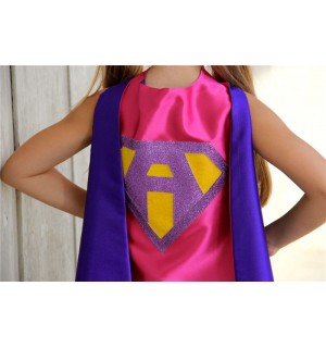 Ships Fast - Girls Halloween Superhero Costume Cape - Sparkle PERSONALIZED GIRL SUPERHERO Cape - Custom Initial - 6 color choices