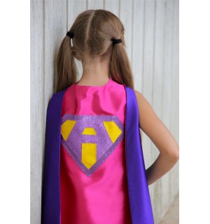Ships Fast - Girls Sparkle Custom LETTER SUPERHERO CAPE - Custom Initial - 7 color choices - Kids Halloween Costume