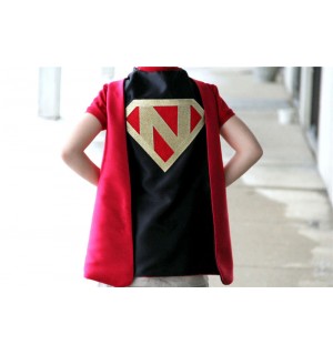 FAST Delivery Personalized SUPERHERO CAPE with Custom Gold Shield - Fast Delivery - Personalized Initial