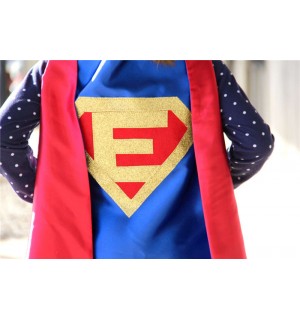 FAST Delivery Personalized SUPERHERO CAPE with Custom Gold Shield - Fast Delivery - Personalized Initial