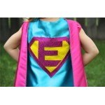 Fast Delivery - Sparkle PERSONALIZED SUPERHERO CAPE - Customize with your childs initial - Girl Superhero