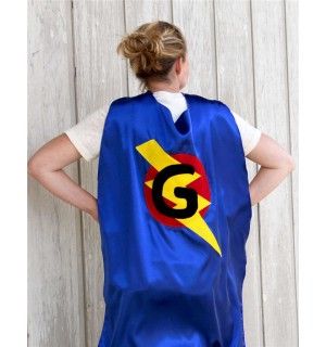 Costumes for Men and Women - ADULT SUPERHERO CAPE - Personalized Initial Lightning Bolt Hero Cape Costume - Ships Fast