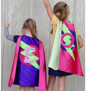 2 CAPE SET -Girls Sparkle Initial SUPERHERO Capes - Fast Shipping - Sister Gift - You choose 2 superhero capes