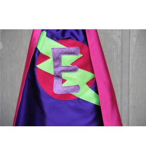 2 CAPE SET -Girls Sparkle Initial SUPERHERO Capes - Fast Shipping - Sister Gift - You choose 2 superhero capes